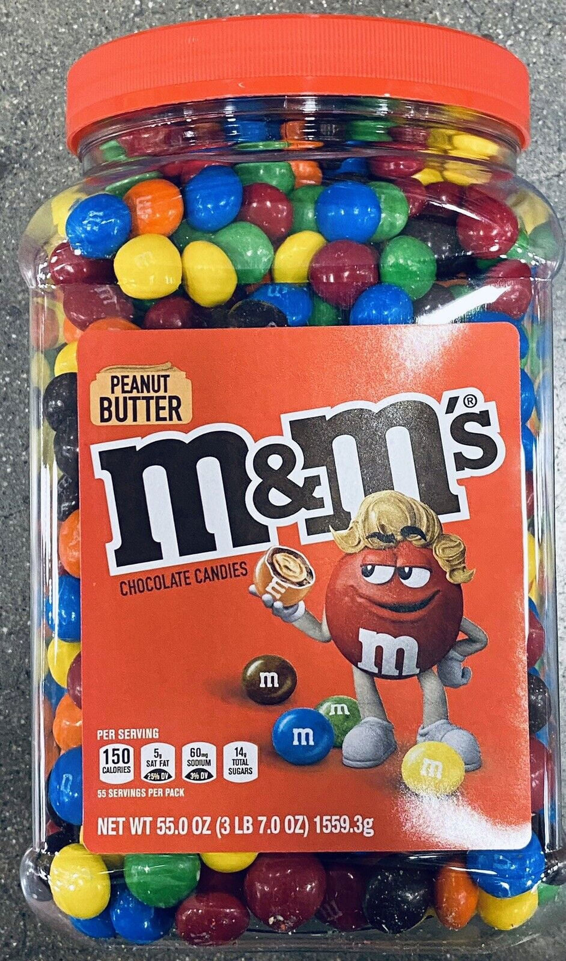 2 PACK M&M Peanut Butter 55 Oz Ounce Chocolate Candy Bulk Tubs Jar M&M's - NO CA