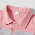 thumbnail image 2 of PatPat Ensemble Assorti pour la Famille Rose Chemise à Col Polo à Manches Courtes à Blocs de Couleur Unie Ou Robe Ceinturée à Manches à Volants, 2 of 5