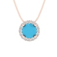 thumbnail image 4 of Clara Pucci 14K Rose Solid Hypoallergenic Gold 1.16Ct Turquoise Round Brilliant Cut Halo Designer Necklace Pendant For December, 4 of 7