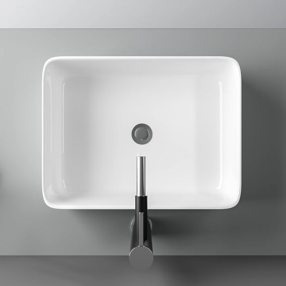19"x15" Vessel Sink Rectangule Bowl Sinks for Bathrooms White Vessel Sink Above Counter Rectangular Ceramic Vessel Bathroom Sink Porcelain Lavatory Vanity Sink Basin