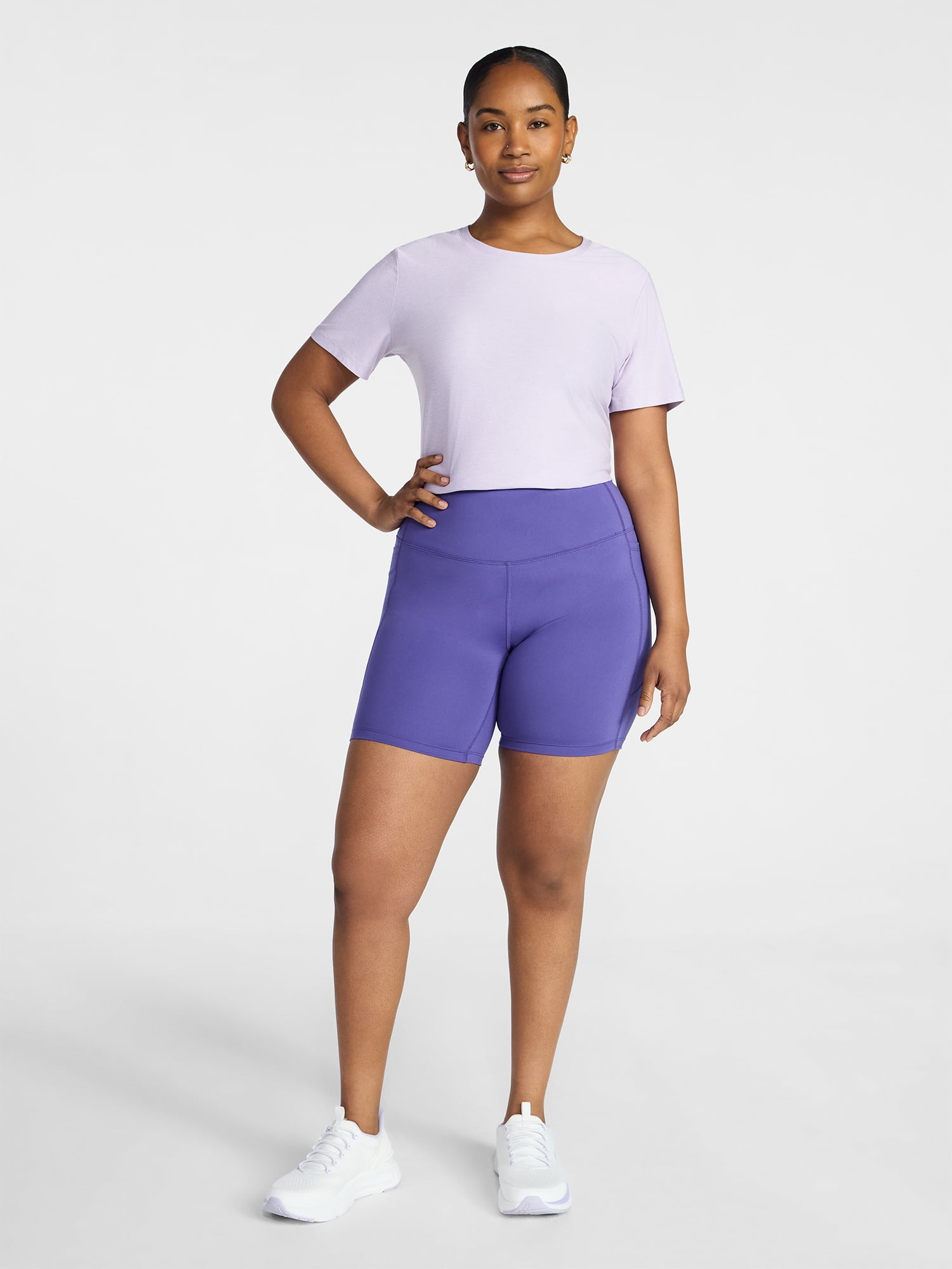 Athletic Works Women's and Women's Plus High Rise Bike Shorts, 7" Inseam, Size XS-4X