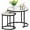 Black Glass, variant on Round Nesting Coffee Table Side Table Set of 2 End Tables for Living Room Bedroom Balcony, White Faux Marble Wooden Table Accent Table Steel Frame