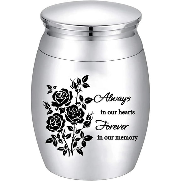 Small Urns for Human Ashes Mini Keepsake Sharing Urns Memorial Ashes Holder Stainless Steel Miniature Burial Funeral Jar for Pets Male Female Family 1.18×1.57in(Silver)