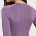 thumbnail image 3 of Camisas de Yoga sin costuras para mujer, Top corto de manga larga, ropa de gimnasio, camisetas de entrenamiento con realce, deportes, 3 of 5