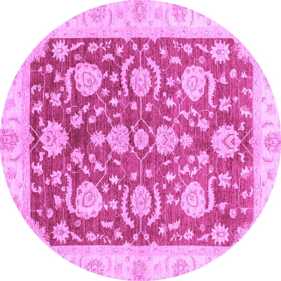 Ahgly Company Indoor Round Oriental Purple Traditional Area Rugs, 3' Round