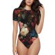 thumbnail image 1 of Balery Rose Flowers Body de cuello redondo de manga corta para mujer Tops de manga corta Tops básicos-Medium, 1 of 7