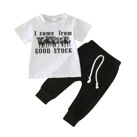 

Little Boys Party Dailywear Sets Letter Printed Short Sleeve O-Neck Shirt Tops Pants Outfits Dailywears Comfortable Loose Fittness Sets