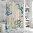 thumbnail image 6 of Coastal Coral Shower Curtain, Waterproof Shower Curtains for Bathroom, Turquoise Blue Shell Conch Starfish Washable Fabric Bathtub Curtain Set Bath Decor with 12 Hooks 72"x78", 6 of 8