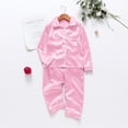 thumbnail image 4 of Fgnfyis Family Christmas Pajamas Matching Sets Solid Satin Long Sleeve Button Down Two Piece Pajamas Set Tops Pants Soft Sleepwear Nightwear, 4 of 8