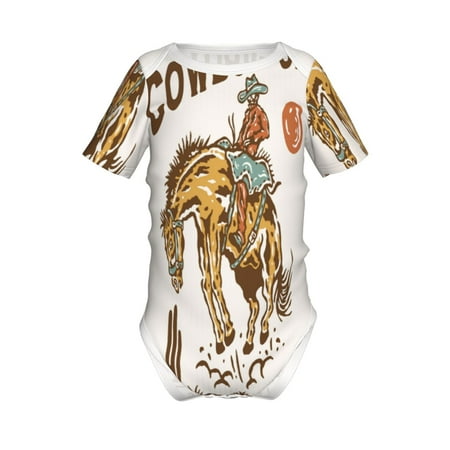 

Junzan Cowboy Up Vintage Wild West Print Short-Sleeve Baby Climbing Clothes Bodysuits for Infant One-Piece for Baby Boys & Girls Baby Clothes Baby Romper with Snap Closure-9M