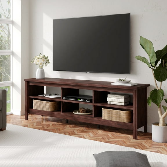 TV Stands for 75 inch TV Entertainment Center Brown Media Cabinet TV Console for Living Room and Bedroom , 70 inch