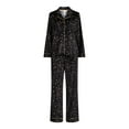 thumbnail image 3 of Joyspun Women's Velour Notch Collar Top and Pants Pajama Set, 2-Piece, Sizes S-3X, 3 of 4