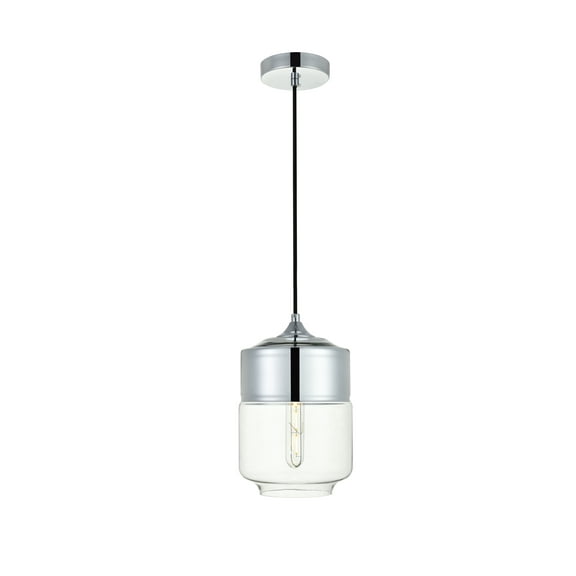 Elegant Lighting Ashwell 1 Light Chrome Pendant With Clear Glass