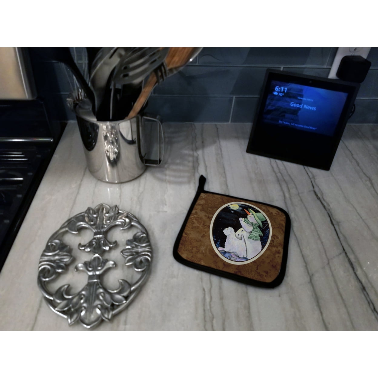 Carolines Treasures SS8797PTHD Snowman with Westie Pair of Pot Holders, 7.5HX7.5W, multicolor