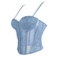 thumbnail image 3 of QSAWXQZ Women's Floral Lace Bustier Tank Top Front Hook and Eye Spaghetti Strap Sweetheart Neck Underwire Corset for Night Out Party Lingerie S, 3 of 8