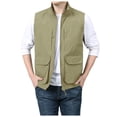 thumbnail image 2 of JTieacloth Big And Tall Shirts Men's Jacket Vest Overalls Vest M Ulti Pocket Outdoor Casual Solid Color Slim Stand C Ollar Comfortable, 2 of 6