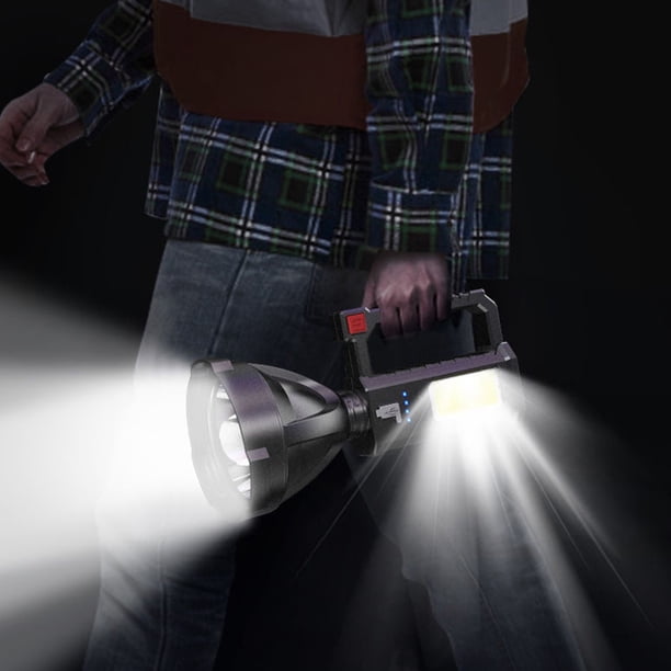 Linterna portátil recargable por USB | Reflector LED COB de 1200 mAh | Reflector de largo alcance de 450 m | 4 modos de luz | Resistente al agua | Incluye cable USB