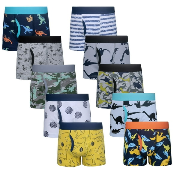 BIG ELEPHANT Calzoncillos Tipo Bóxer para Niños, Calzoncillos de Algodón, Ropa Interior Suave para Niños Pequeños, Paquete de 10 (3T-10Y)