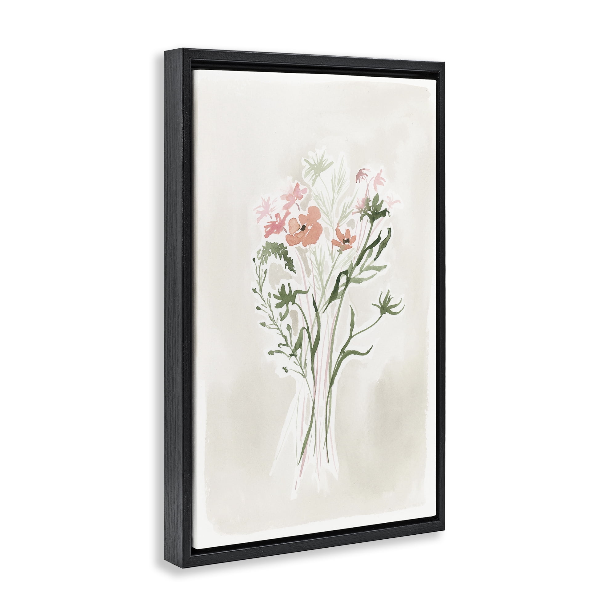 Stupell Industries Subtle Pastel Blooms Botanical & Floral Painting Black Floater Framed Art Print Wall Art, 17 x 25