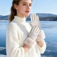 thumbnail image 3 of BadPiggies Women's Winter Gloves Sensitive Touch Screen Cold Weather Windproof Thermal Warm Fleece Lined PU Leather Glove - White, 3 of 8