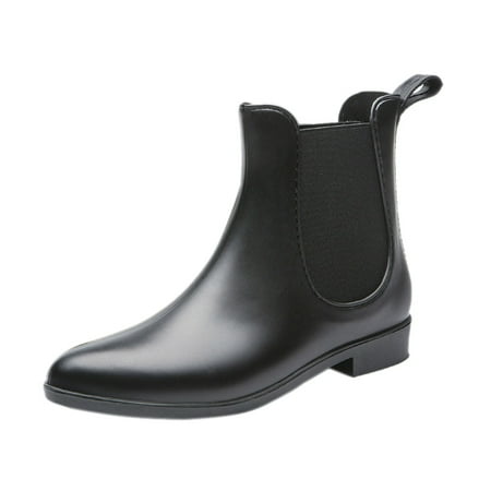 

Chamat Women S Black Rain Boots Non-Slip Waterproof Rain Boots Mid Boots Black US7=EU37=UK4