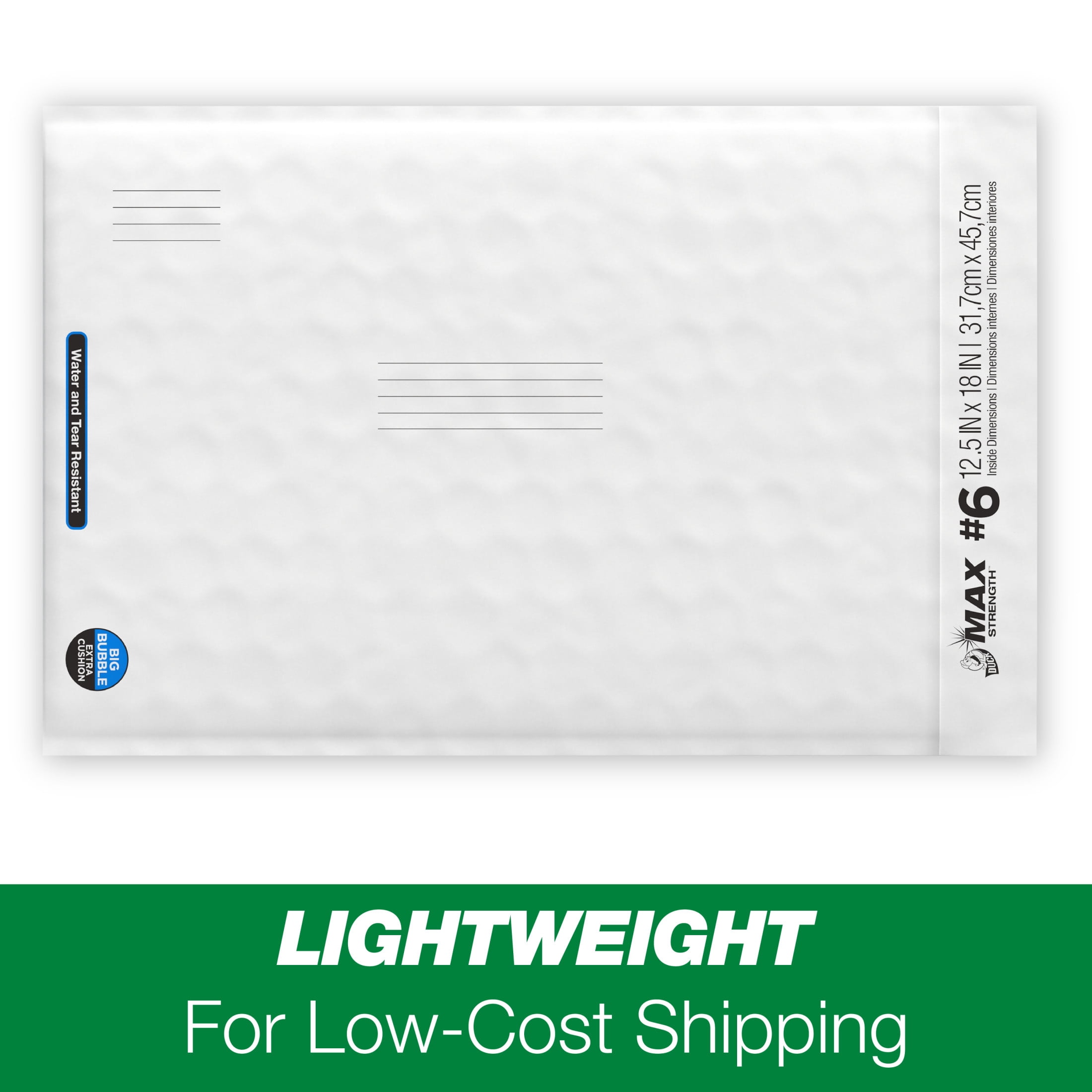 (2 pack) Duck Max Strength Self-Sealing Big Bubble Poly Mailer #6, 12.5" x 18.5", Solid Print