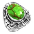 thumbnail image 1 of 925 Sterling Silver Ring For Women - Girls Copper Green Turquoise Gemstone Silver Ring Size 12 Fashion Silver Ring Size 12 Friendship Day Gift For Mother Gemstone 925 Silver Jewelry, 1 of 6