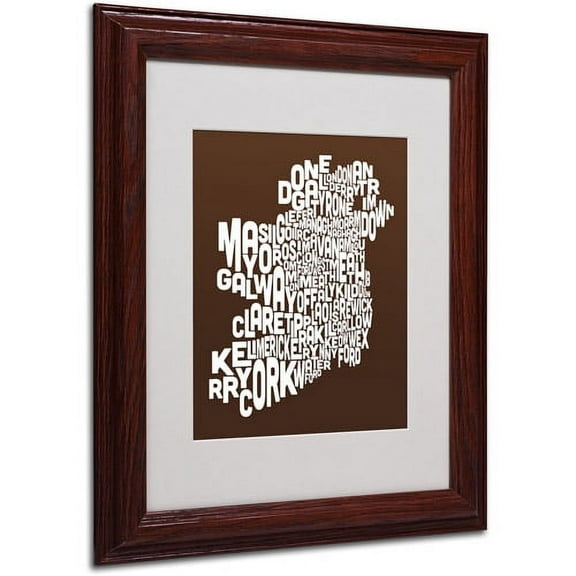 Trademark Fine Art "CHOCOLATE-Ireland Text Map" Matted Framed by Michael Tompsett