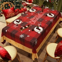 Rectangular Christmas Tablecloth, Waterproof and Oil-Resistant Table Cover for Holiday Parties, Festive Polyester Table Mat for Dining Room and Kitchen Decor(C)