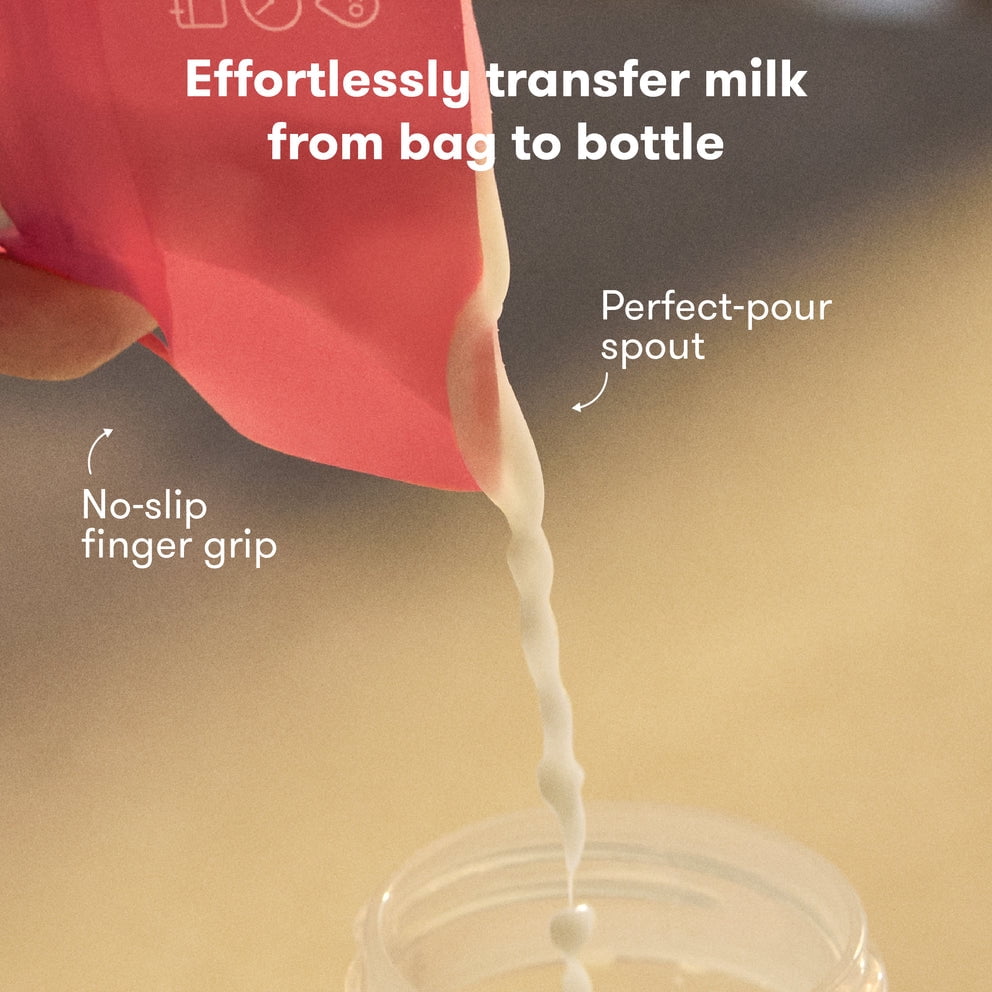 Frida Breastmilk Storage Bags, 50ct Split Stash Freeze & Thaw Milk Bag