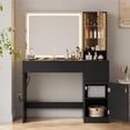thumbnail image 4 of Pipleo 41" Vanity Desk with Glass Top, Makeup Vanity Desk with Mirror and Lights, Modern White Vanity with Power Outlet and 3 Lighting Modes, 4 of 9