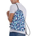 thumbnail image 2 of Bingfone Blue Butterflies Drawstrings Backpacks Bags for Men Women Gym Drawstrings Bag-Medium, 2 of 8