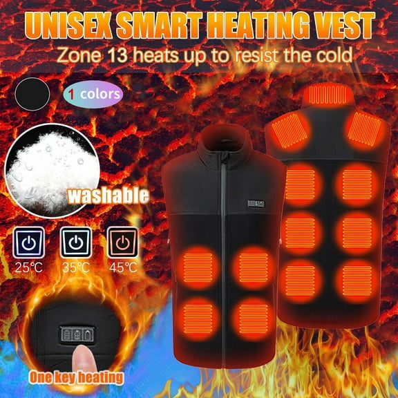 Usmixi 2025 Winter Womens Heated Jacket Heated Vest for Women and Men 13 Zones Electric Heating Coat for Winter Warm Lightweight Sleeveless Stand Neck Heated Vest Outwear