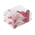 thumbnail image 2 of Wobogo Red Butterfly Pink Floral 100% Cotton Towel 2 Pieces Set Super Soft and Highly Absorbent Suitable for Bathroom Gym Travel Camping Pool, 2 of 8