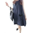 thumbnail image 2 of Women's Casual Loose One Piece Sleeveless Pocket Summer Dress, 2 of 5