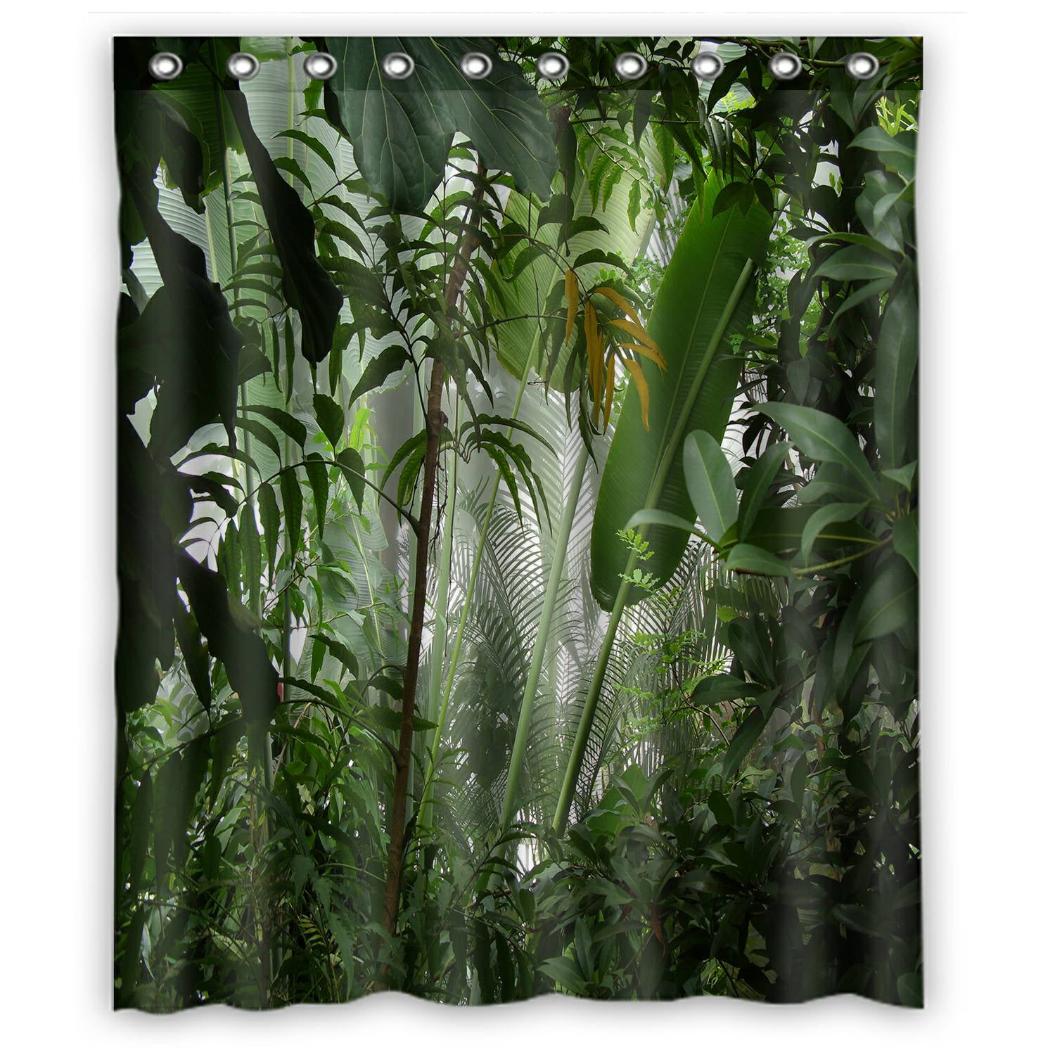 Eczjnt Misty Jungle Rainforest Scene Shower Curtain Bathroom Waterproof Home Decor 60x72 Inch