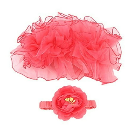 Knitted Baby Outfits - Lovely Newborn Baby Girls Tutu Skirt Knitted Crochet Photo Prop Headdress Outfits Color:Orange-pink
