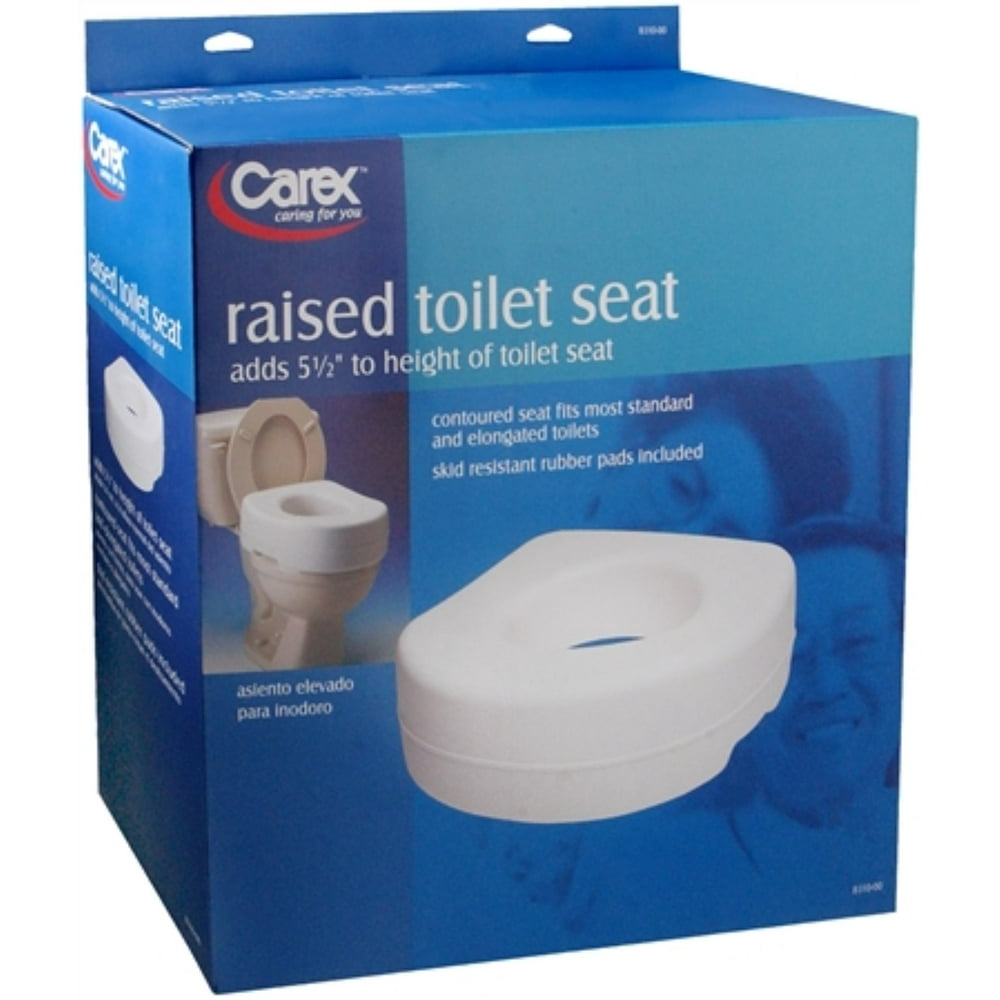 Carex Raised Toilet Contoured Seat Standard and Elongated Toilets Fits