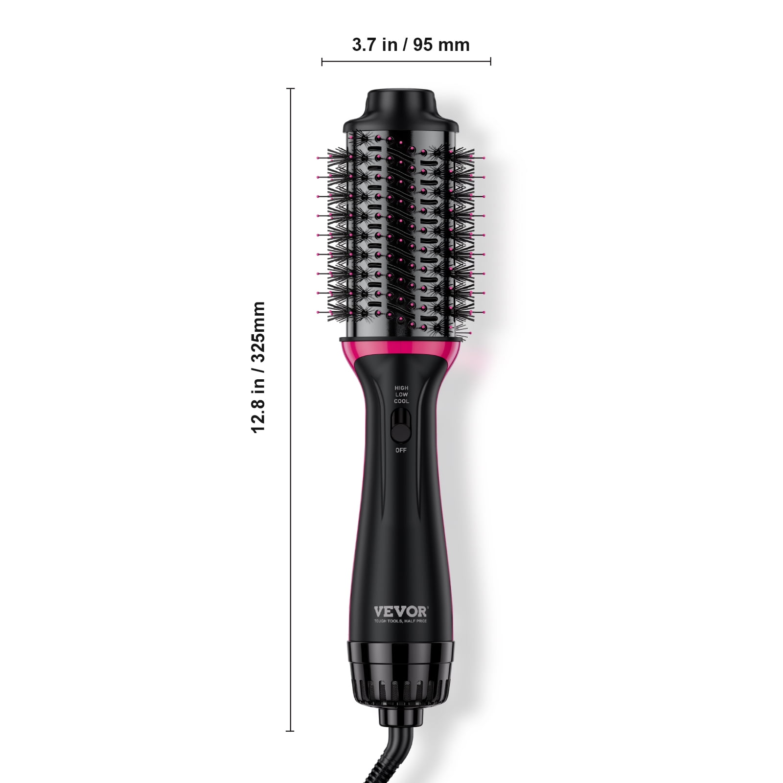 VEVOR Hair Blow Dryer Brush,4 in 1 Ionic Hair Styler and Volumizer with Electroplated Titanium & 2.56" Ceramic Coating Oval Barrel,Dual Voltage 110V/240V Hot Air Styling Brush for Salon Home Travel
