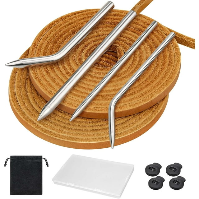 Kit de Dentelle pour Gants de Baseball, 2 Lacets en Cuir 4 Aiguilles, Kit de Réparation de Gants de Softball Portable avec 4 Verrous et Boîte de Rangement