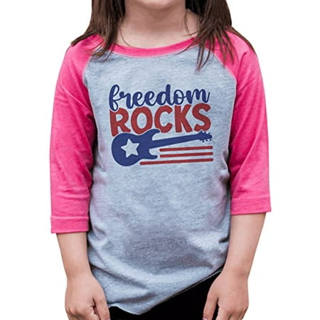 

7 ate 9 Apparel Girls Patriotic 4th of July Shirt - Freedom Rocks Music Pink Shirt 18 Months