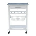 thumbnail image 3 of Riverbay Furniture Pine Wood White Kitchen Island Rectangular Food-Safe Granite Top Locking Casters, 3 of 13