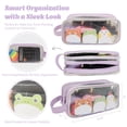 thumbnail image 2 of allydrew 2 Compartment Large Grid Transparent Mesh Pencil Case, Pencil Pouch for Stationery Tools, Makeup, and Travel, Purple, 2 of 5