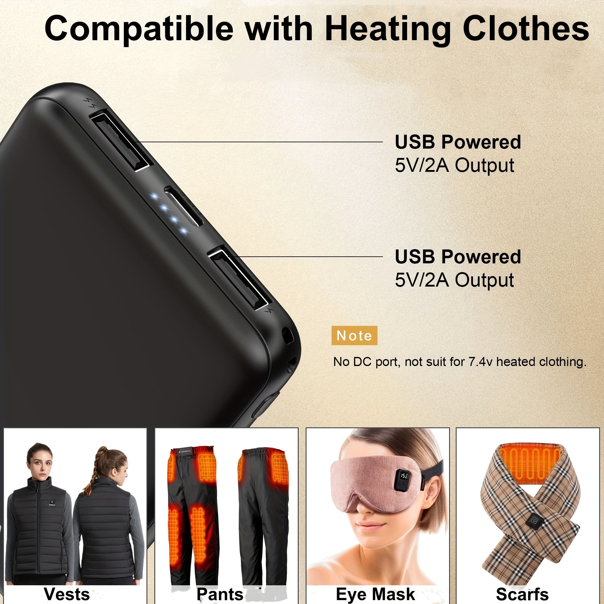 6000Mah Portable Power Bank, Ultra-Compact 5V 2A Battery Pack Featuring Dual Outputs, Ideal for Smartphones, Tablets, Smartwatches, Heated Garments, And Various USB Devices