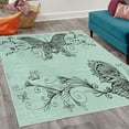 thumbnail image 2 of Spring Decorative Rug, Butterfly with Floral Mandala Pattern Bohemian Design with Butterfly Wings, Quality Carpet for Bedroom Dorm and Living Room, 6 Sizes, Pale Green, by Ambesonne, 2 of 4