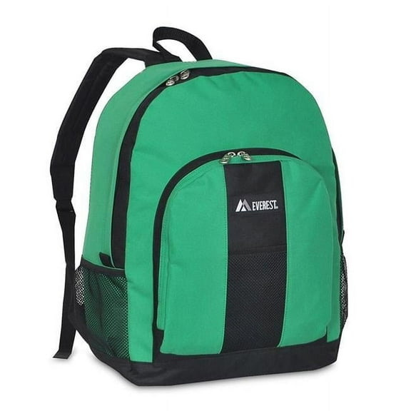 Everest Backpack with Front & Side Pockets - Emerald Green & Black