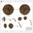 thumbnail image 2 of Kids Size Retro Iconic Hippie Round Circle Lens Metal Rim Sunglasses Gold - Brown, 2 of 8