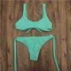 thumbnail image 3 of Conjunto de traje de baño de bikini sexy para mujer con estampado de cuadros y nudo frontal, 3 of 6