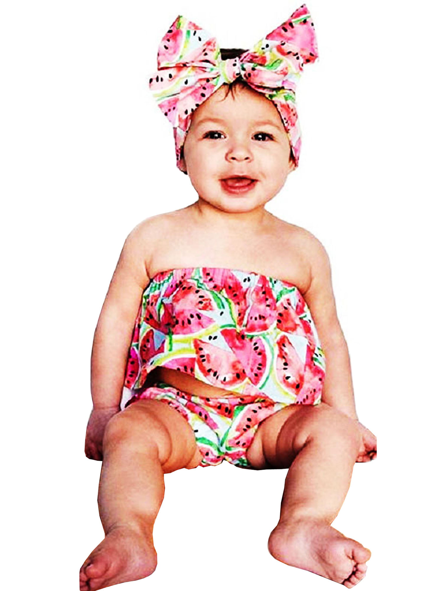 Dfenere 3D Watermelon Retro Newborn Baby Long Sleeve Bodysuit Romper Infant Summer Clothing