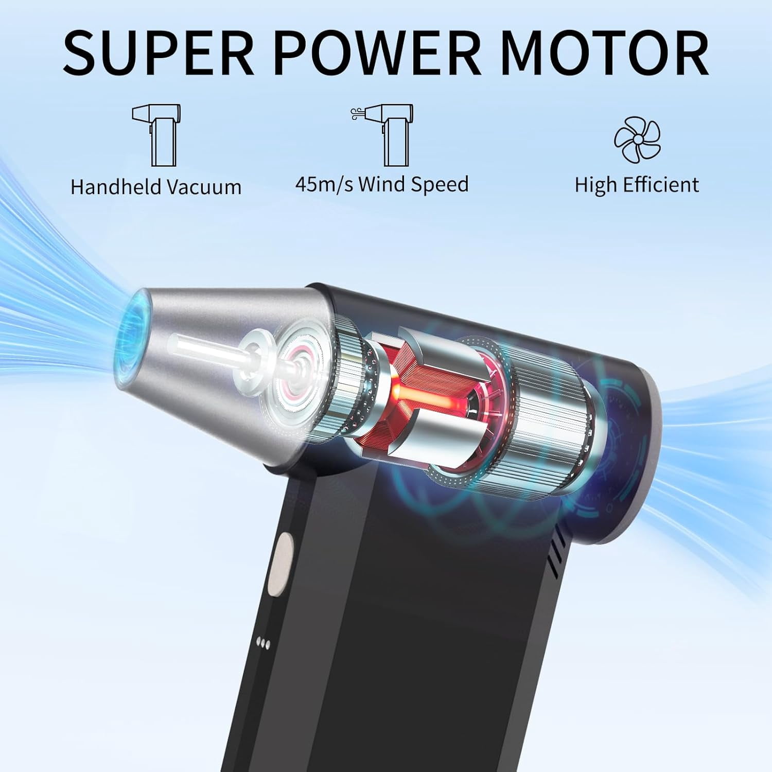 2-in-1 Cordless Electric Air Duster,130000 Rpm Compressed Air Dusters With 3-Gear Air Blower Duster for Electronics, Keyboard Computers & Home Cleaning